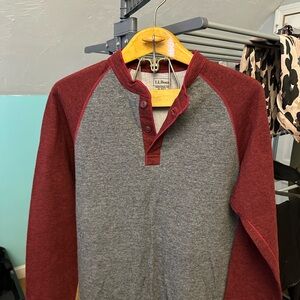 L.L. Bean Gray and Burgundy Henley